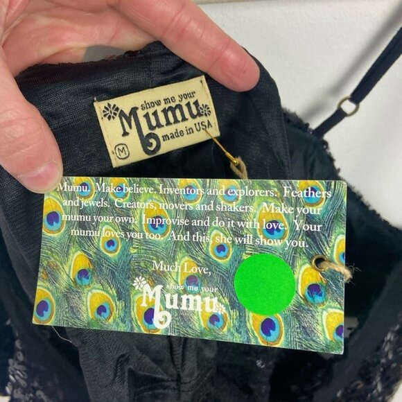 NWT Show Me Your Mumu Black Sequin Crop Top New With Tags Size Medium Boho Bling - Picture 3 of 9